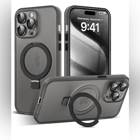 NWT iPhone 15 Pro Case with Magnetic Invisible Ring Stand Camera Lens Protection - Picture 5 of 7